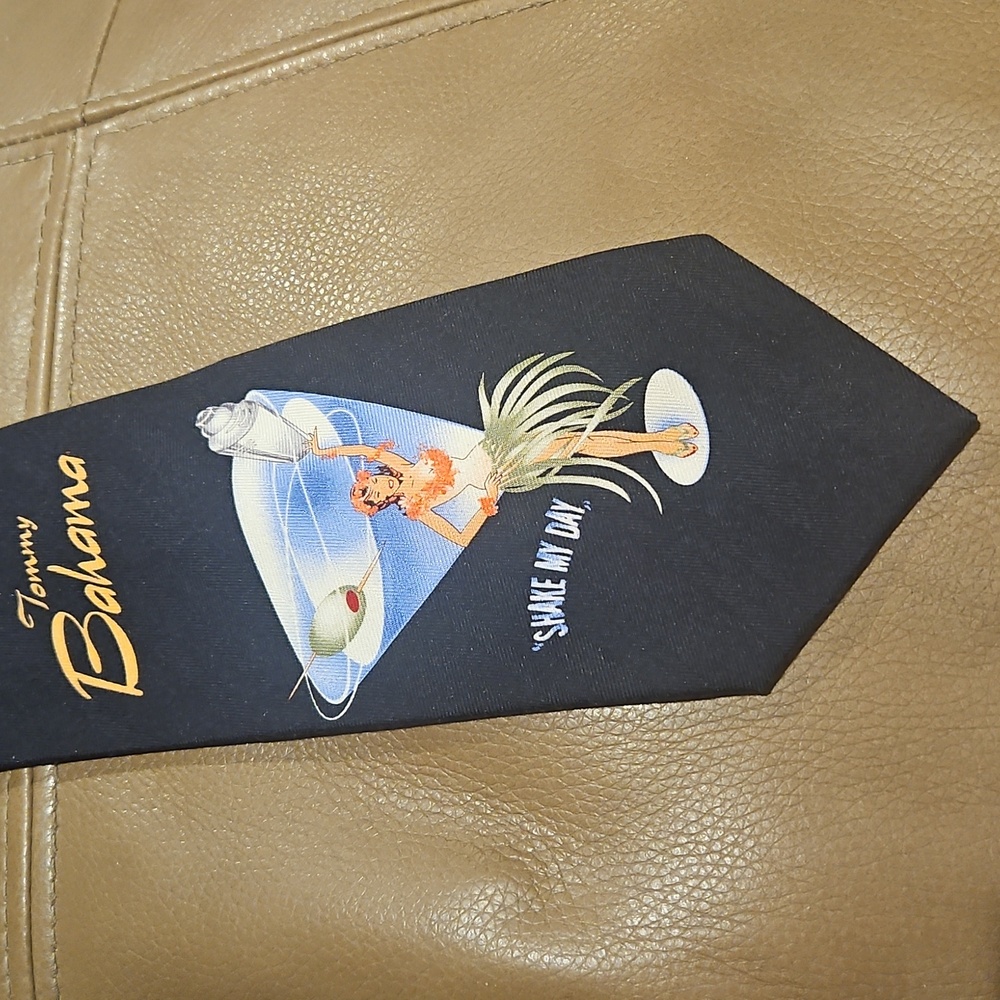 TOMMY BAHAMA Black Martini "Shake My Day" Neck Tie